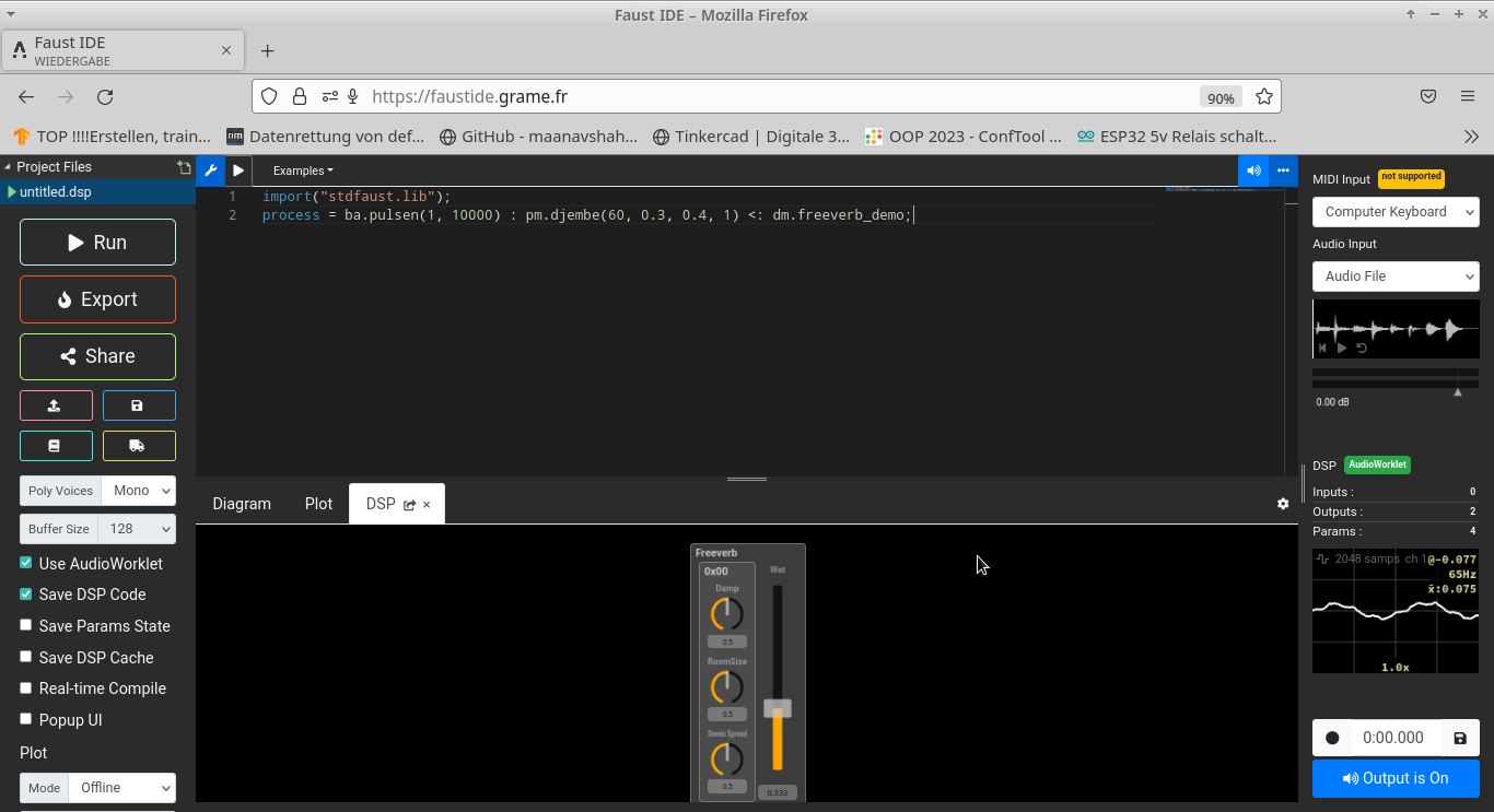 Abb. 1 Faust kann direkt im Browser programmiert werden