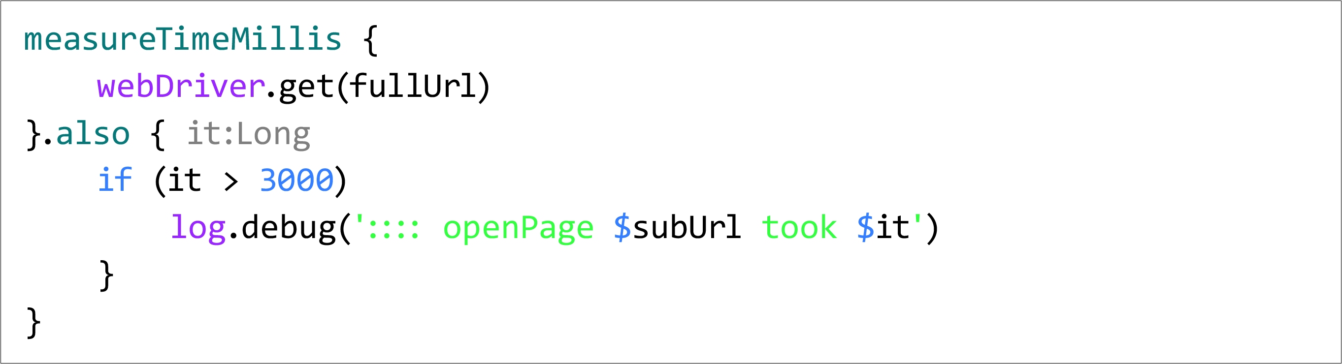 Listing 1 Zeitmessung